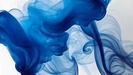 Poster - Deep Blue Ink Flows and Swirls Abstractly in Water Creating a Mesmerizing Visual Display