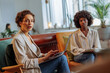 © bernardbodo - Businesswomen having a meeting in a cafeteria