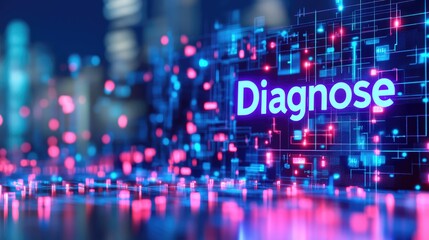 Poster - Digital Diagnosis Medical Technology Futuristic Healthcare Abstract Background