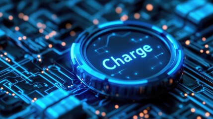 Poster - Futuristic Digital Charge Indicator on Circuit Board Technology Abstract