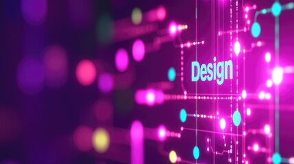 Aufkleber - abstract design concept neon lights network graphic background for technology or innovation projects