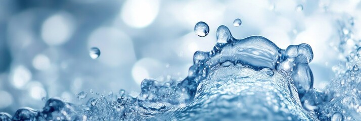 Leinwandbilder - Dynamic formation of water droplets representing a muscular body in an abstract style with blue and white tones