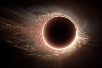 Poster - An abstract representation of a black hole with a swirling nebula, rendered in soft light and dark shadows, creating a dramatic and mesmerizing cosmic phenomenon.