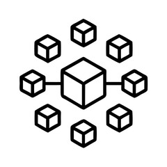 Poster - Decentralized network blockchain technology concept connecting cubes for data management system