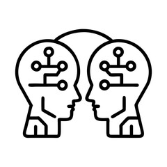 Poster - Artificial intelligence collaboration concept with two heads and neural network connection