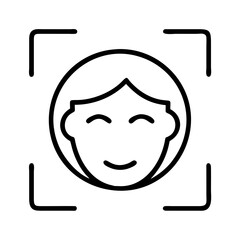 Poster - Face recognition technology icon for ai and security systems in vector graphic design style