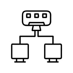Poster - Network diagram with server and computers for it infrastructure and data management system design