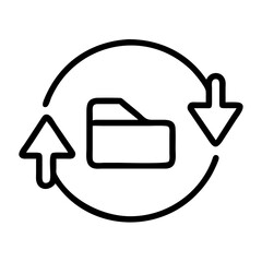 Poster - Folder synchronization icon for data backup and file transfer with arrow direction sign design