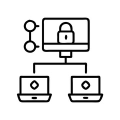 Fototapete - Secure network connection diagram for computer network security and data protection concept icon design
