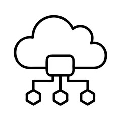 Fototapete - Cloud computing network diagram with server and hexagon nodes for data storage solutions