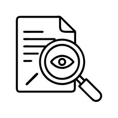 Poster - Document inspection and review with magnifying glass and eye icon vector illustration design