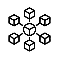 Poster - decentralized network system blockchain technology distributed ledger cubes connection concept