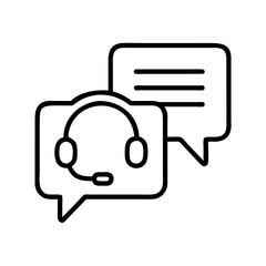 Poster - Customer service support call center help desk headset icon vector illustration line art