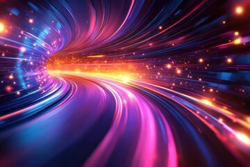 Poster - Colorful swirling lights abstract background flowing through a tunnel at high speed