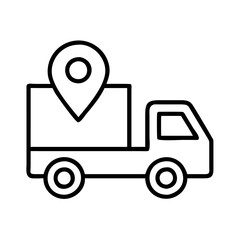 Poster - Delivery truck with location pin icon for logistics shipping and transportation services vector design