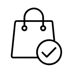 Poster - Shopping bag with check mark icon for successful purchase order and checkout process design