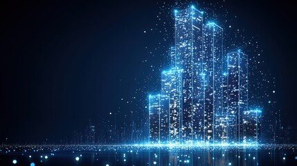 Poster - Futuristic Cityscape: Digital Metropolis at Night
