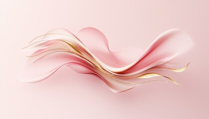 Poster - Abstract fluid shapes in soft pink and gold tones, creating an elegant and modern look.