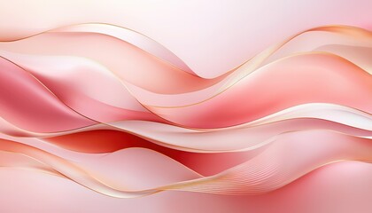 Poster - A flowing wave pattern in soft pink and white tones creates an elegant abstract background.