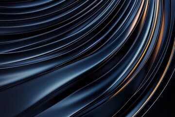 Poster - Abstract waves of black and gold streaks flowing smoothly in a mesmerizing pattern.
