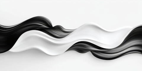 Poster - Abstract wave of black and white tones creating a dynamic visual flow.