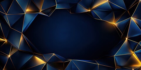 Poster - Abstract geometric background with blue and gold highlights in a modern design.