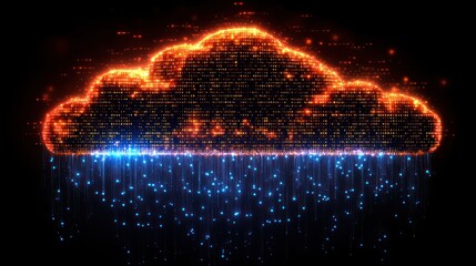 Fototapete - Digital Rain: A Cloud Computing Visualization