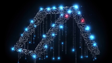 Fototapete - Digital DNA: A Glowing Abstract Representation of Genetic Code