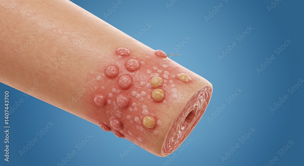 Detailed Medical Illustration of Jock Itch Tinea Cruris Showing ...