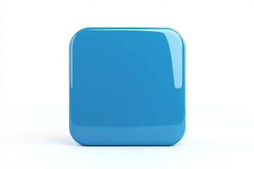 Poster - A glossy light blue rounded square standing upright on a white surface in a studio setting