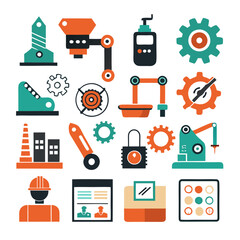 Poster - Automation Technology Flat Icons Illustration Industrial Concept Design