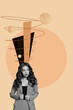 © deagreez - Trendy art creative vertical photo collage of minded girl guy think decision scribble brainstorming concept contemplation