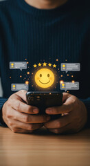 Wall Mural - happy customer! 5 star review on phone. excellent feedback & online reputation. positive rating & sa
