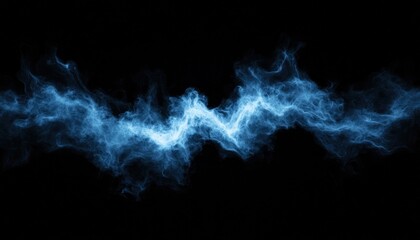 Fototapete - Ethereal blue energy flow, undulating rhythmically, floating against a dark backdrop