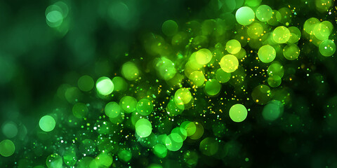 Aufkleber - Abstract green bokeh background with bright circles and sparkles, creating a festive and vibrant atmosphere, ideal for celebratory designs or digital art