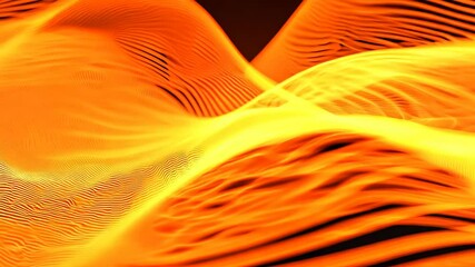 Poster - Glowing Orange Wave Pattern on a Black Background: Abstract Graphic Design Concept