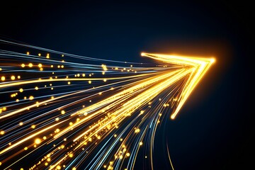 Fototapete - Dynamic Flow of Light Trails Creating a Bright Arrow Pointing Right Against a Dark Background : Generative AI