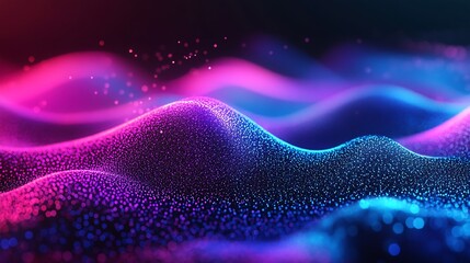Poster - Vibrant color waves in an abstract composition with glowing particles and smooth gradients : Generative AI