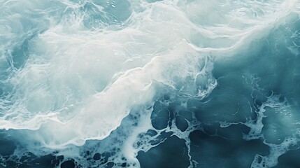 Poster - Dynamic waves crashing on the shore with clear patterns and bubbles in ocean water : Generative AI