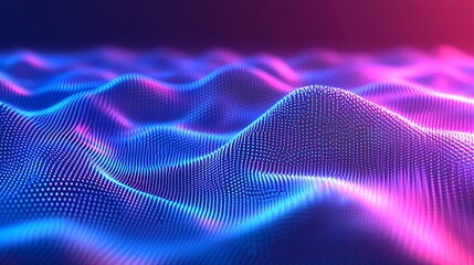 Poster - Abstract 3D representation of colorful waves in blue and pink shades creating a vibrant digital landscape : Generative AI