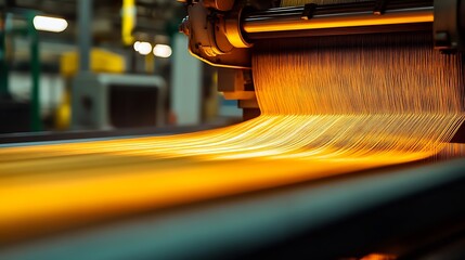 Leinwandbilder - Close-up of manufacturing equipment showcasing molten metal flowing on a conveyor in a factory setting : Generative AI