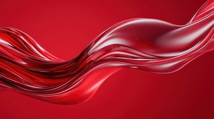 Poster - Flowing red waves create a striking visual of elegance and fluidity.
