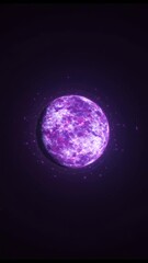 Poster - Futuristic glowing purple planet with swirling energy field and sci-fi aura, surrounded by cosmic particles in deep space