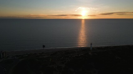 Sticker - Beautiful sunset over calm sea horizon, aerial view