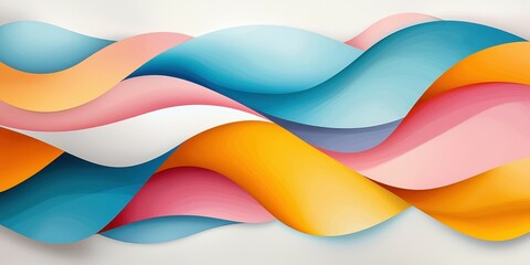 Poster - Colorful abstract waves in blue, orange, pink, and yellow create a vibrant visual.