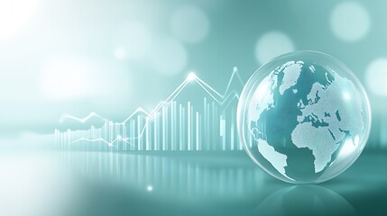 Poster - Stylish glass globe representing global connectivity with financial data and analytics : Generative AI