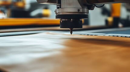 Poster - Laser engraving machine cutting through leather with precision in a modern workshop setting for crafting professionals : Generative AI