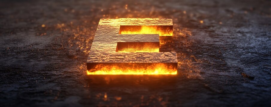 A glowing background with the letter E shining in warm amber hues over a textured surface
