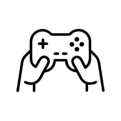 Poster - Hands Holding Game Controller - Line Icon