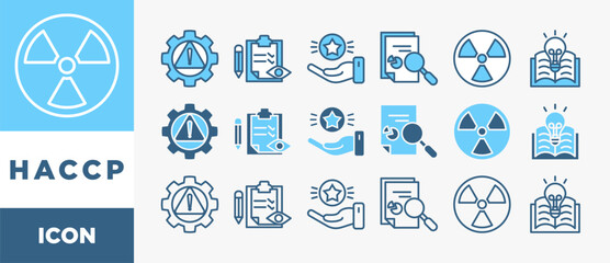Poster - HACCP icon set with various styles and colors critical control points acronym in food safety management system
